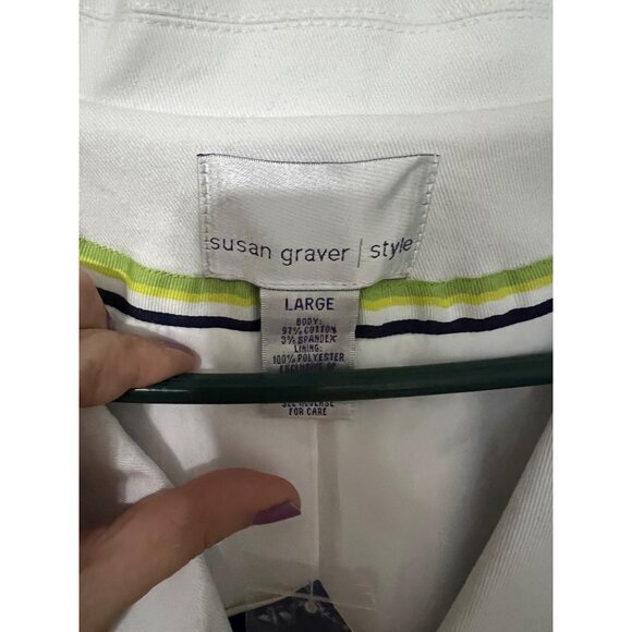 NEW Susan Graver Style Womens Large White Blazer Office‎ Career Business - Picture 2 of 10